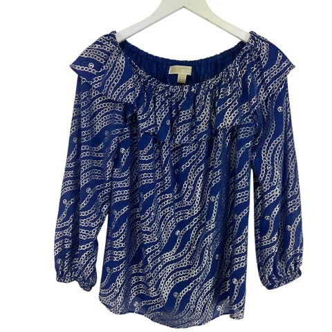 Top Long Sleeve By Michael By Michael Kors In Blue, Size: M Monochromatic Office Style