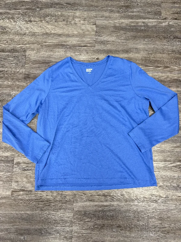 Top Long Sleeve Basic By Lands End In Blue, Size: L Laid