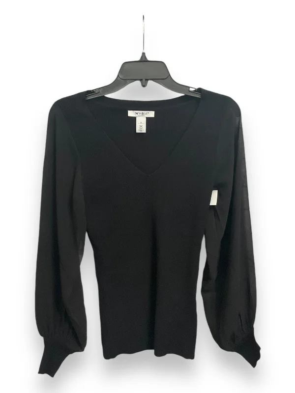 Top Long Sleeve By White House Black Market In Black, Size: S Monochromatic Office Style