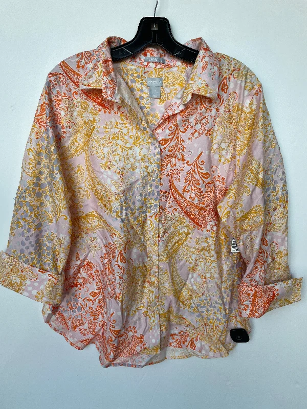 Top Long Sleeve By Chicos In Orange & Pink, Size: Xl Refined Men's European