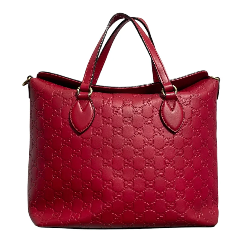 GUCCI/Hand Bag/OS/Monogram/Leather/RED/GUCCISSIMA LINEA FOLD OVER Minimalist Men's Casual 