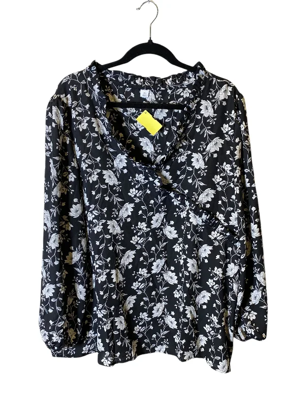 Top Long Sleeve By Old Navy In Floral Print, Size: Xxl Gym