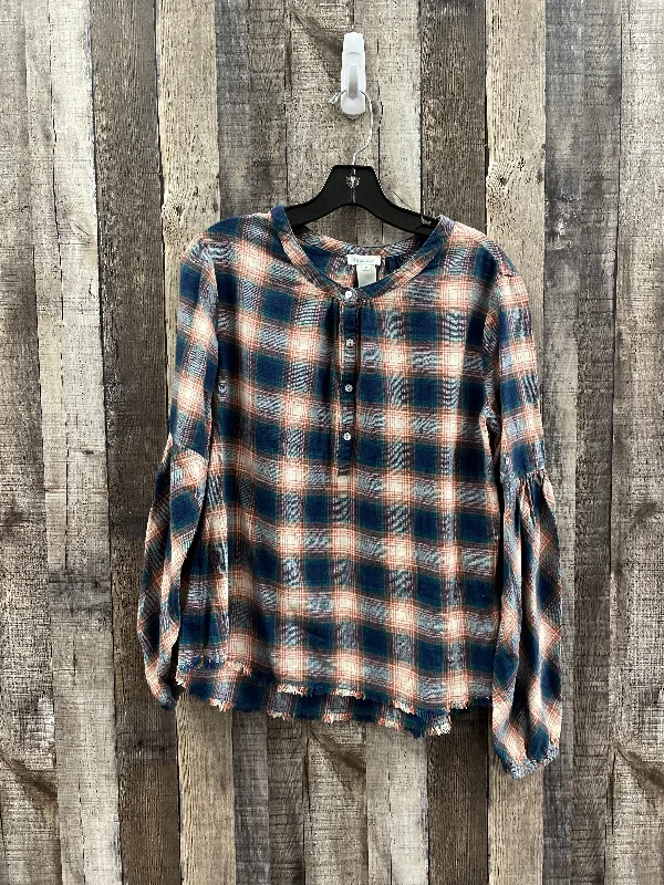 Top Long Sleeve By Sundance In Plaid Pattern, Size: M Refined Men's European