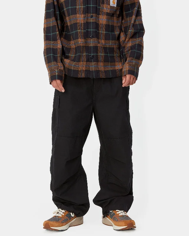 Carhartt WIP Jet Extra Loose Fit Cargo Pants - Black Rinsed Earthy Men's Sustainable 