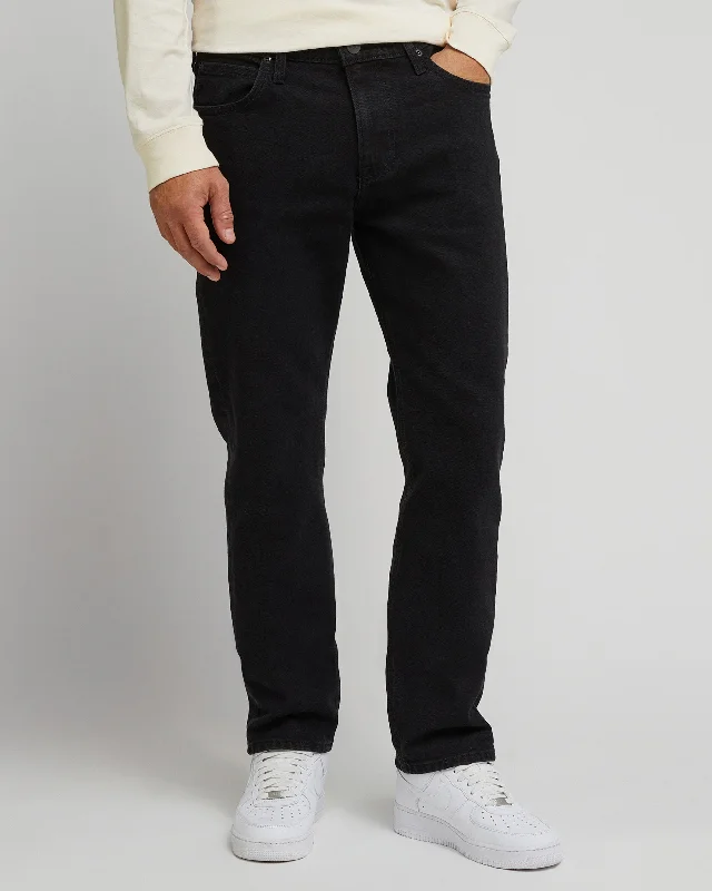 Lee West Relaxed Straight Mens Jeans - Black Rinse Elegant Men's Cashmere