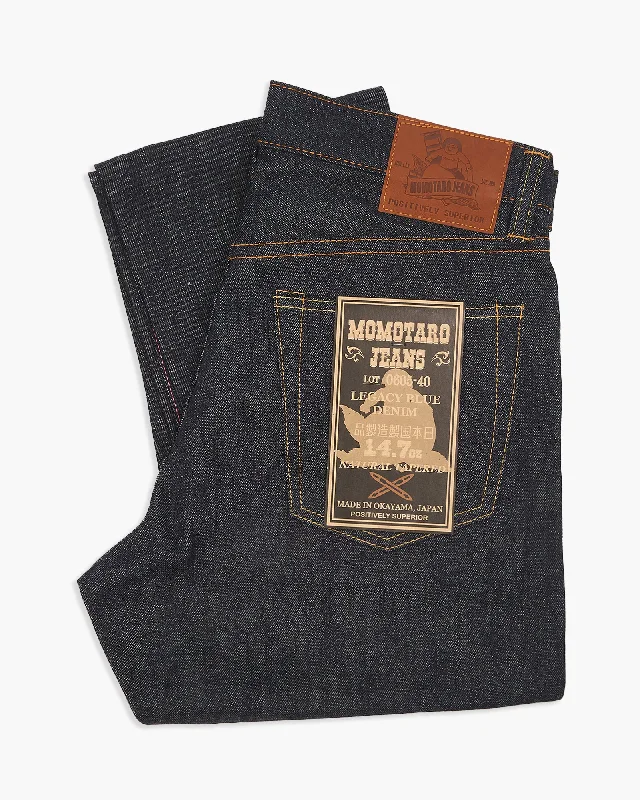 Momotaro 0605-40 Natural Tapered Mens Jeans - 14.7oz Zimbabwe Cotton Selvedge Legacy Blue Denim Elegant Men's Formal 