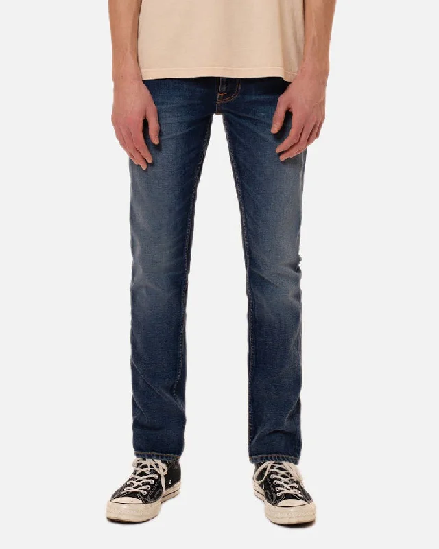 Nudie Lean Dean Slim Tapered Mens Jeans - Troubled Sea Dynamic Men's High