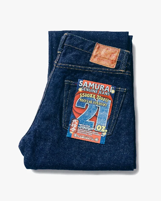 Samurai Jeans S510XX21ozII Regular Straight 21oz Cho-Kiwami Selvedge Jeans - Indigo Onewash Sharp Men's Italian