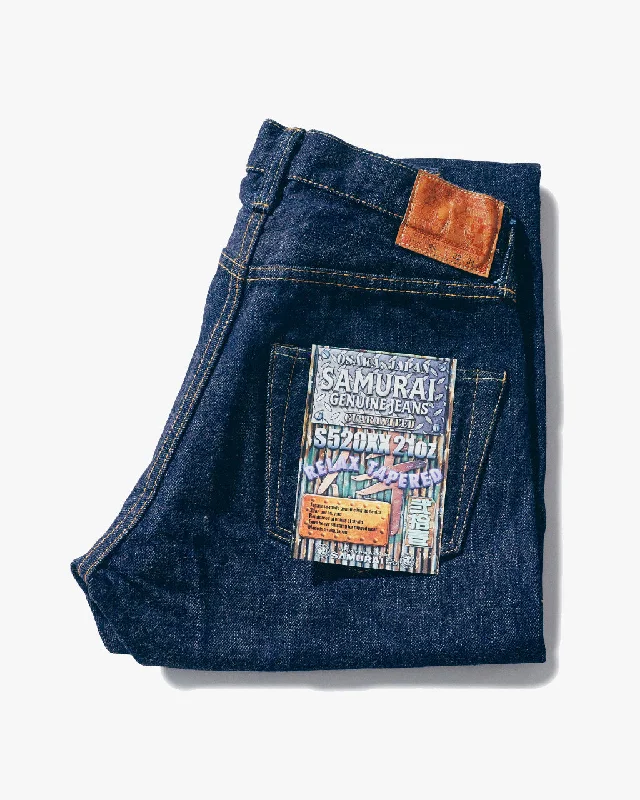 Samurai Jeans S520XX21oz Relaxed Tapered 21oz Cho-Kiwami Selvedge Jeans - Indigo Onewash Rugged Men's Outdoor 